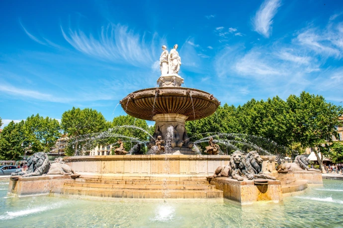 The Rotonde fountain in Aix-en-Provence, home to an ESDAC campus